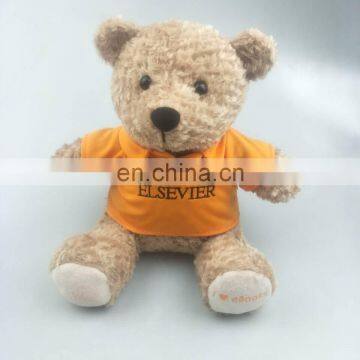 lovely 20cm teddy bear with polo shirt custom logo on the clothes