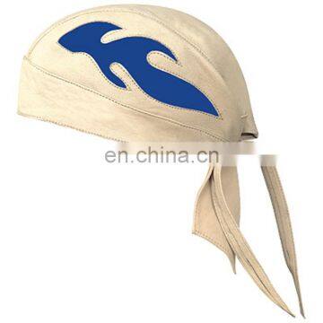 HMB-901C4 LEATHER FLAMES SKULL CAP DURAG HEAD WRAP BANDANA SKULLCAP HATS SCARF