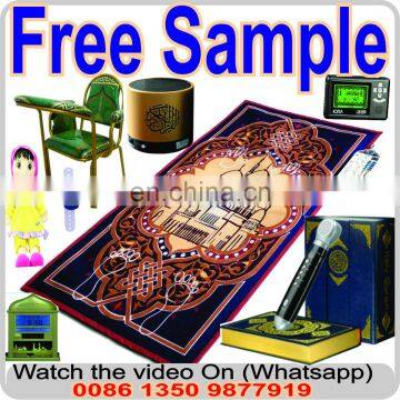 PORTABLE ISLAMIC PRAYER Mat/RUG/WITH COMPASS QIBLA FINDER + BOOKLET/ Weighted Ends