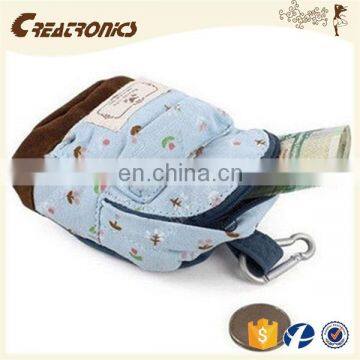CR Mix Colors Vintage Women Girl Kid Baby Storage Cute Flower Floral Coin Round Zipper Bag Bule Change Wallet Purse