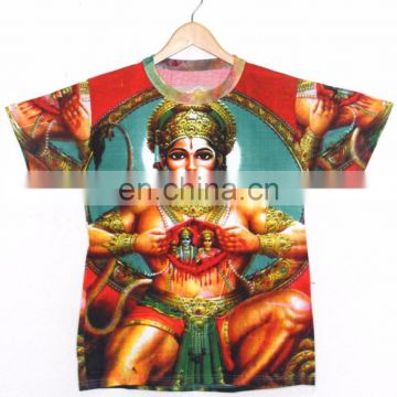 Hindu God Deity Sri Ram Pavanputra HANUMAN Bajrang Bali Om Yoga Tee Tshirt Shirt Hippie Dj Art T - Shirt shirt M / L / Xl