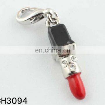 Custom Popular Gold / Silver Plating Cute 3D Red Enamel Lipstick Pendant Charms for Girls photo-2