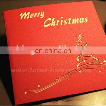 Hot sell merry christmas/new year greeting card,3D holiday greeting card