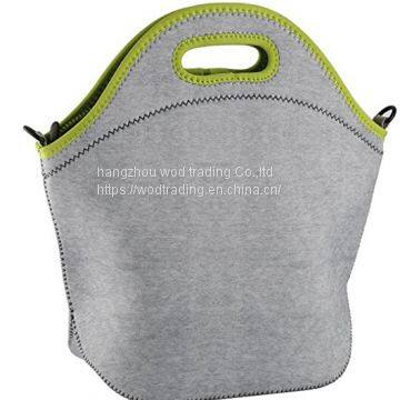 large neoprene lunch bag set with shoulder strap and bottle bag