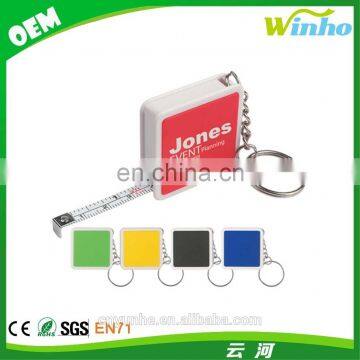 Winho promotional square tape measure keychain logo printing