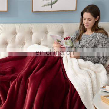 Manufacturer Red Soft Swaddle 100% Microfiber Sherpa Blanket For Winter Fleece