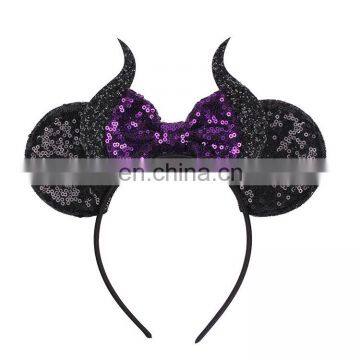 Halloween Minnie Ears Headband Minnie Headband And Bow Custom Hair Wraps photo-2
