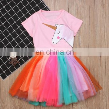 Baby Girl Summer Clothes Unicorn T Shirt and Dress Rainbow Lace Skirt Baby Girl Boutique Outfits