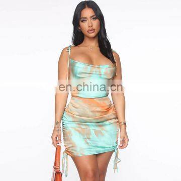 Hot Sales Best Sellers Women Fashion Tie Dyed Casual Dresses Ladies Sexy Backless Bodycon Mini Dresses Women Summer Dress photo-4