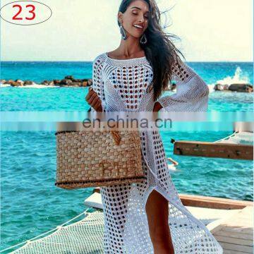 50styles Crochet White Knitted Beach Cover up Dress Tunic Long Pareos Bikinis Cover Ups Swim Cover up Robe Plage Beachwear photo-2