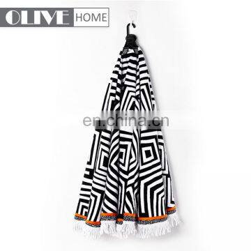 High Quality Portable Micro fibre Striped Beach Towels 100% Cotton Custom Printed Round Beach Towel