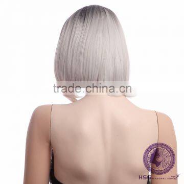 New Fashion Wig Fashion Grandma Gray Bob Wig photo-2