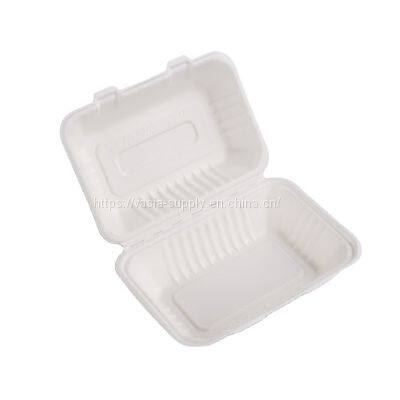 Recyclable biodegradable disposable 9inch*6inch clamshell lunch boxes