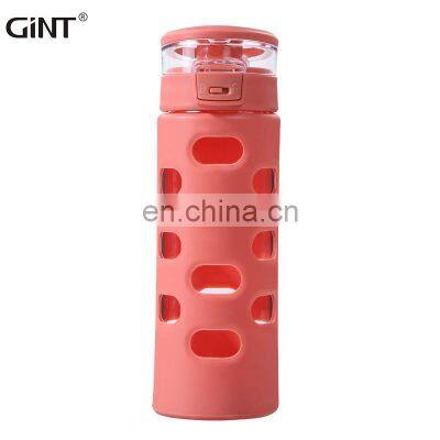 GiNT 580ml Fashion Design Glass Water Cup Anti-scald Glass Silicone Sleeve Water Bottle for Drinking