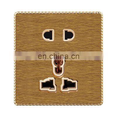 Universal 5 pin Wall Socket 16A Thick Solid Wood Panel 86*86mm Sockets and Switches Electrical