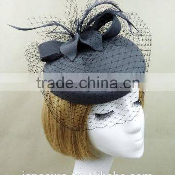 Fashionable Style Wool Felt Pillbox Hat With Veil,Party Mini Wool Hat photo-3