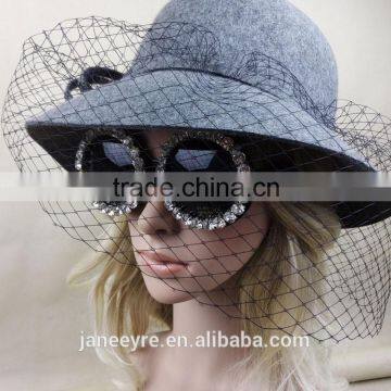 Ladies Design Party/Church Veiling Wool Felt Hat photo-5