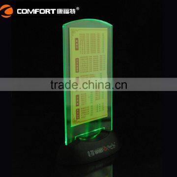 Factory direct transparent illuminated led table tent