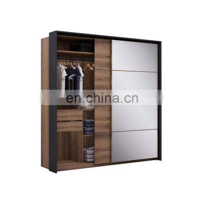 Modern popular bedroom wardrobe wooden sliding door closet design