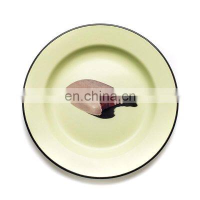 2021 Custom wholesale enameled metal dinner dishes plates for restaurant