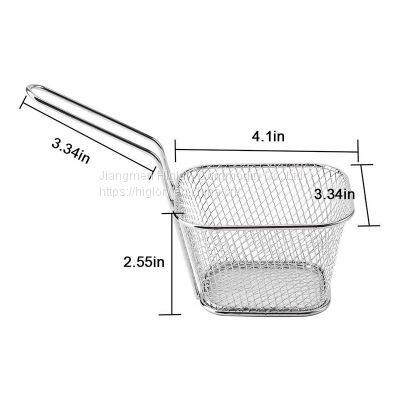 Fried Food Table Serving Chrome Rectangular Chips Fry Basket French Fries Basket Square Mini Frying Basket photo-2