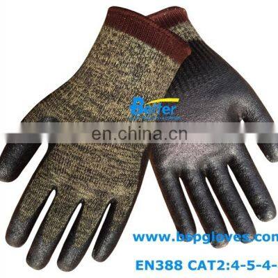 Heavy Duty Blue Latex Rough Dipped Aramid Fiber Fire Proof Anti Cut Resistant Work Gloves photo-3
