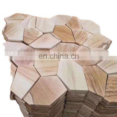 High quality cheap natural sandstone paving flagstone tile for garden for wall cladding