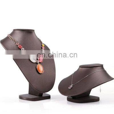 Cheap Brushed Pu Leather Model Neck Necklace Display Stand Jewelry Pendant Frame Window Necklace Bust Jewelry Display Props photo-4