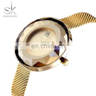 SHENGKEG Lady Watch Gold Light Luxury Women Watches K0100L Minimalism Design Dial Handwatch Ultra Women Watches