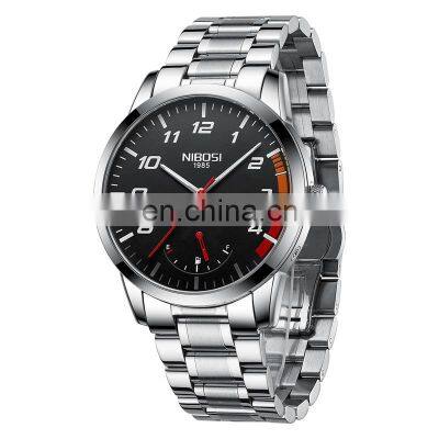 NIBOSI Fashion Luxury Men Watches Top Brand Luxury Stainless  Quartz Wristwatch Sport Waterproof Chronograph Male Clock 2528