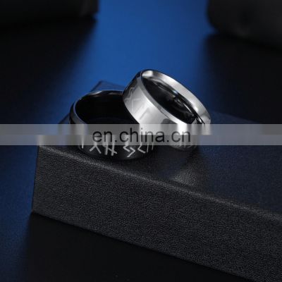 MEN Ring Stainless Steel Fashion Style MEN Double Letter Rune Words Odin Norse Viking Amulet RETRO Rings Jewelry