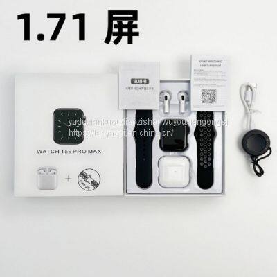 T55PRO MAX Smart Watch 1.71 Large Screen Health Monitoring Bluetooth Call Bluetooth Headset Two-in-one Bracelet photo-4