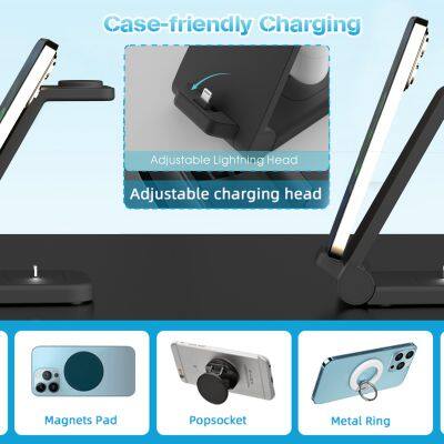 2023 Hot Selling Fast 3 in 1 Charger Stand Dock Foldable Magnetic Quick 23W Support OEM photo-5