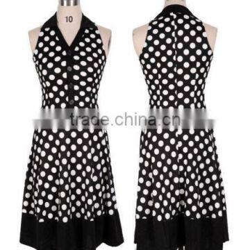 Fashion Women Sleeveless Polka Dot Big Hem A-Line Dress Casual Elegant Dress LD1918