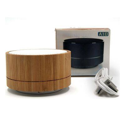 Custom premium portable mini speaker wireless round bamboo Wooden BT Speaker