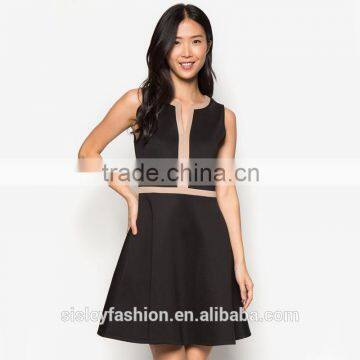 2016 summer dress design with high quality black color ladies western dress design D301