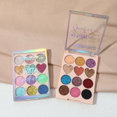 Hot Sale 12 Color Glitter Eyeshadow Custom High Pigmented Chunky Glitter Eyeshadow La Sombra De Ojos photo-5