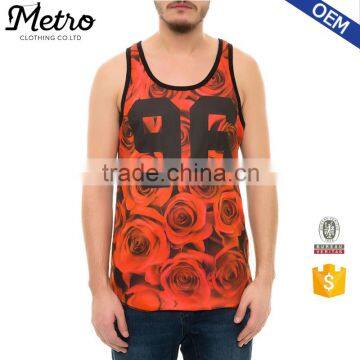 New Fashion Breathable Roses Printed Mesh Tank Top