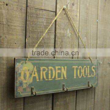 Vintage Handmade Customized Wooden Wall Pallet Sign With Hooks photo-3