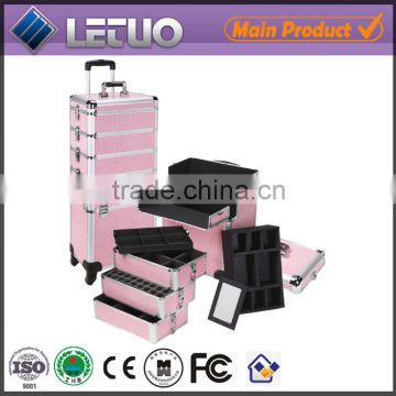 Rolling Beauty Case Aluminum Tool Case With Drawers