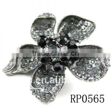 Beautiful Fashion Chunky Big Floral Stretch Ring Black