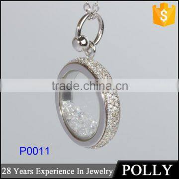 925 silver artificial diamond round ring pendant for women pendant ballerina