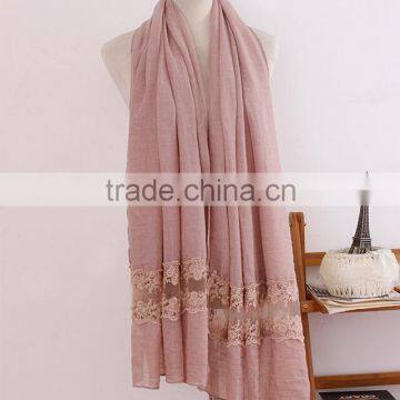 Wholesale New Plain Cotton Muslim Women Fashion Scarf Lace Hijab Quality Choice photo-5