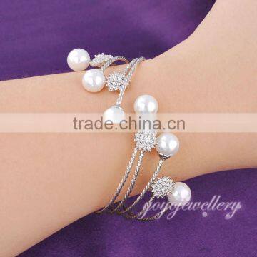 Latest Design Accessories for Women White Gold Plated Pearl Bangle photo-2