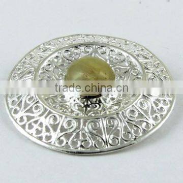 Beautiful Golden Rutile Pendant, Indian Jewelry Manufacturer, Silver Jewelry Exporter photo-2