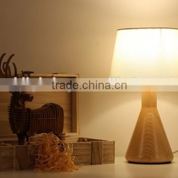 LED Wood table Light JK-879-19 best price hot sale Wood Table Lamp With White Fabric Shade LED Wood table lamp