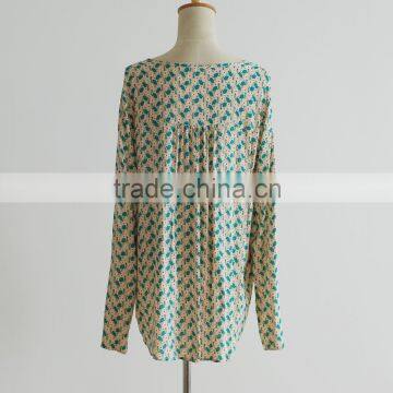 Big Size Sexy Neck Floral Printing Mature Ladies Blouses Supplier's Choice