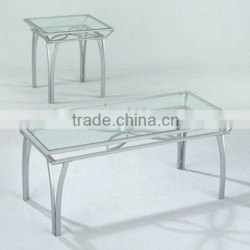 Modern Coffee Table and End Table/ Glass Coffee Table and End Table with Metal Legs