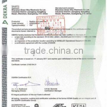 737 cord line switch ENEC05 Certificate