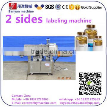 PLC controlled Automatic adhesive sticker Flat bottle labeling machine With CE